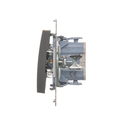 Łącznik schodowy (moduł) 10A 250V szybkozłącza antracyt (metalik)