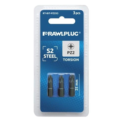 LAMES DE TORSION PZ2 25MM POZIDRIV2 3PCS BLISTER