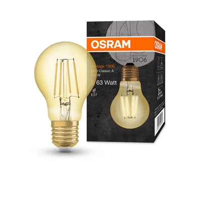 Lamp VINTAGE 1906 CL A Filament clear glass GOLD 63 non-dim 7.5W 825 E27