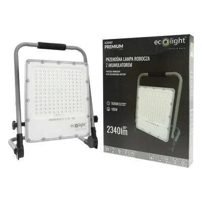 Lampada da lavoro a LED con batteria, 100W, 5000K