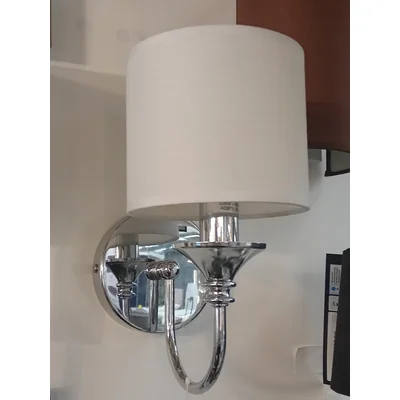 Lampada da parete ABU DHABI E14 IP20 argento con paralume bianco