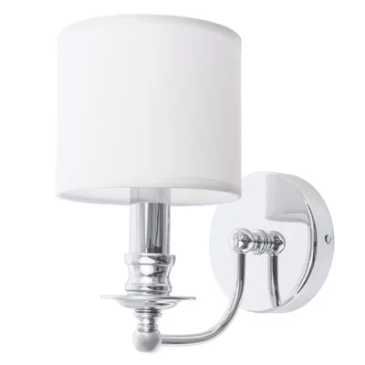 Lampada da parete ABU DHABI E14 IP20 argento con paralume bianco