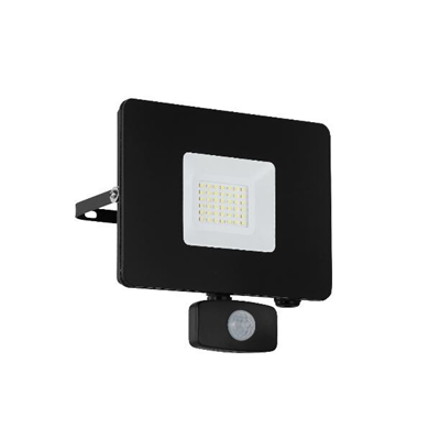 Lampada da parete FAEDO 3 LED 30W con sensore di movimento, nera