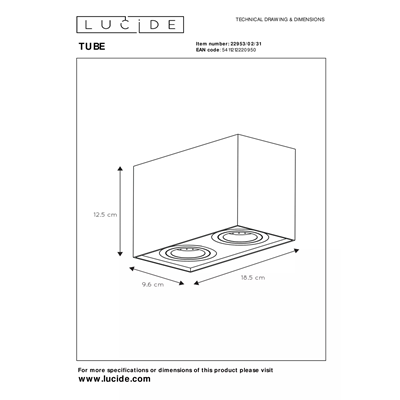 Lampada da soffitto Tube Double bianca