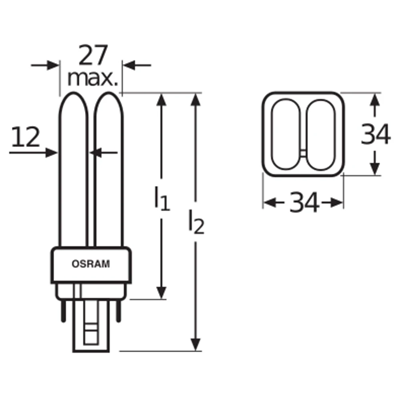 Lampada fluorescente compatta non integrata RX-D 26W G24q 230V 1800lm NW