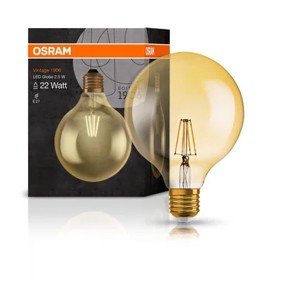 Lampada VINTAGE 1906 CL GLOBE125 Filamento vetro trasparente ORO 22 non dimmerabile 2.5W 825 E27