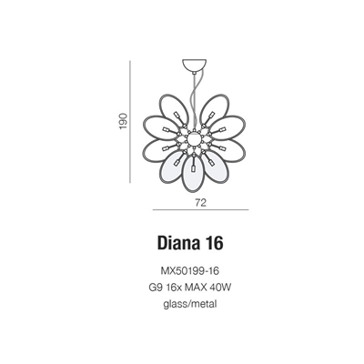 Lámpara colgante DIANA G9 IP20 plata con pantalla ahumada