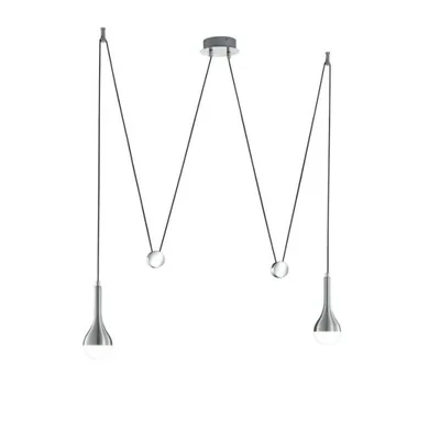 Lámpara colgante DROPS doble, aluminio cepillado