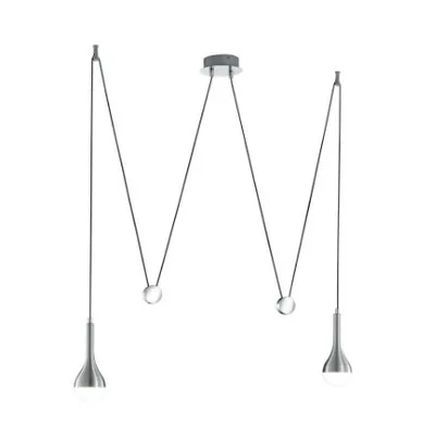 Lámpara colgante DROPS doble, aluminio cepillado