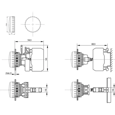Lámpara de señalización 22mm roja 24V AC/DC