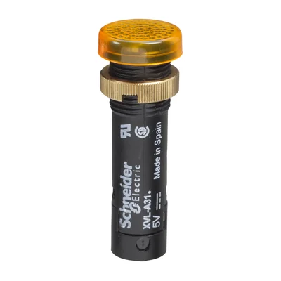Lámpara de señalización Ø12 LED amarillo con tapa de 12V