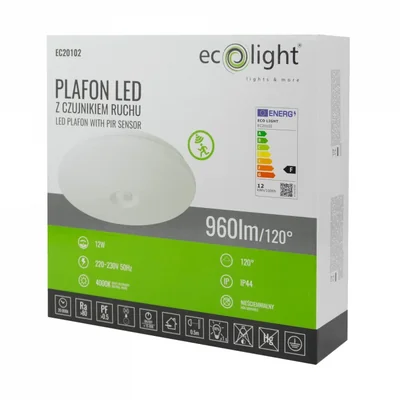 Lámpara de techo LED 12W 960lm IP44 4000K PIR