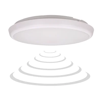 Lámpara de techo LED CERS de 22 W con sensor de movimiento por microondas, 2000 lm, IP65, 4000 K, policarbonato blanco lechoso, regulable.