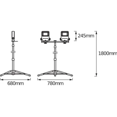 Lámpara de trabajo LED con trípode, 2x50 W, 4000 K