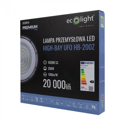 Lámpara LED High Bay PREMIUM 200W 6500K 20000lm IP65
