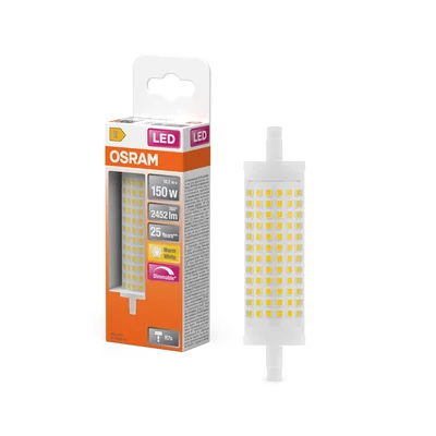 Lámpara LED lineal de 118 mm, 150 D, 19 W/827, 230 V, R7S, 6 x 1