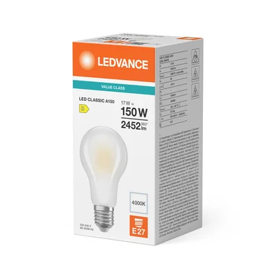 Lámpara LED PERFORMANCE CLASS CLASSIC A, cristal esmerilado, 150 W, no regulable, 17 W/840 W, E27, LEDVANCE