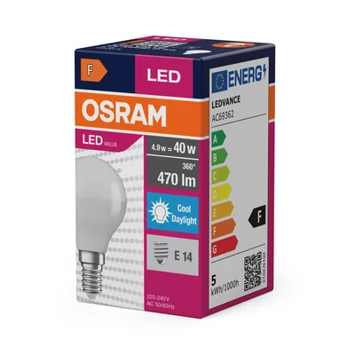 Lámpara LED VALUE CLASSIC P 4.9W 865 con casquillo E14 esmerilado