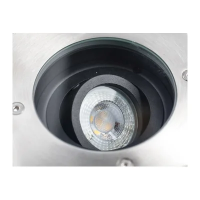 Lampe de sol BETA-O avec réglage d'angle, 50 W max., culot GU10, IP67, 220-240 V CA, 50/60 Hz, inox, ronde