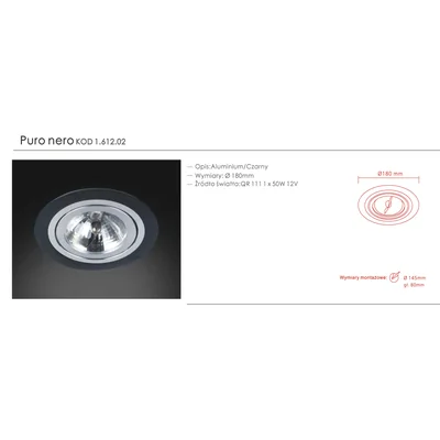 Lampe encastrable Puro Nero Noir