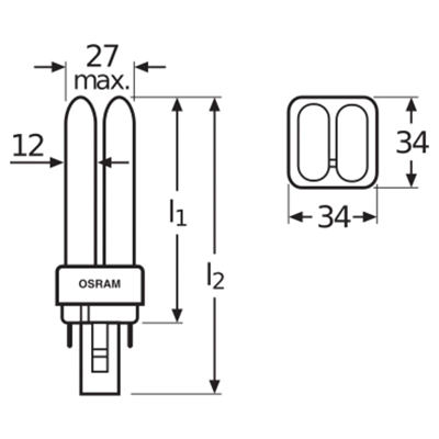 Lampe fluorescente non intégrée Dulux D 10W G24d-1 600lm WW