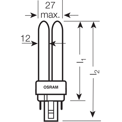 Lampe fluorescente non intégrée Dulux D/E 13W G24q-1 900lm NW