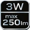 Lampe frontale à piles 250 lm, zoom, CREE XPE, 3 x AAA