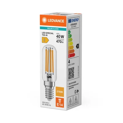 Lampe LED PERFORMANCE CLASS SPÉCIALE T26 Filament en verre transparent 40 non-dimmable 4,2 W/827 E14 LEDVANCE