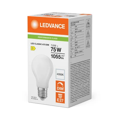 Lampe LED PERFORMANCE CLASSIQUE A verre dépoli 75 DIM 7,5 W/840 E27 LEDVANCE