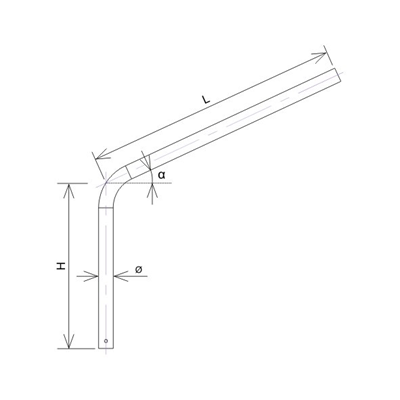 Lampenarmrohr, 500 x2000, fi49+PE+fi10/15deg