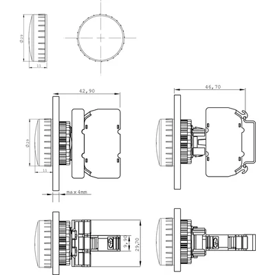 Lampka sygnalizacyjna 22mm zielona 230V AC BA9S