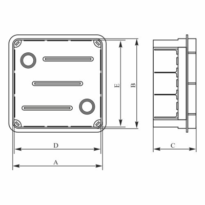 LAVA LINE Caja de empotrar individual tapa blanca 80x80x52mm IP40 naranja