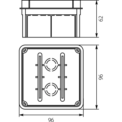 LAVA LINE Flush-mounted box with a white cover 100x100x62mm IP40 orange