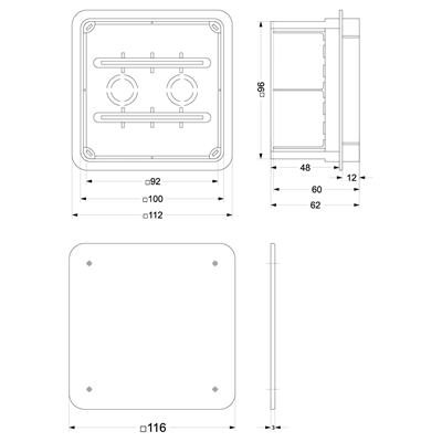 LAVA LINE Flush-mounted box with a white cover 100x100x62mm IP40 orange