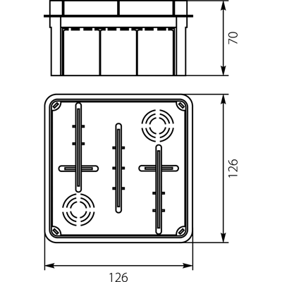 LAVA LINE Puszka podtynkowa z białą pokrywą 130x130x70 IP40 pomarańczowa