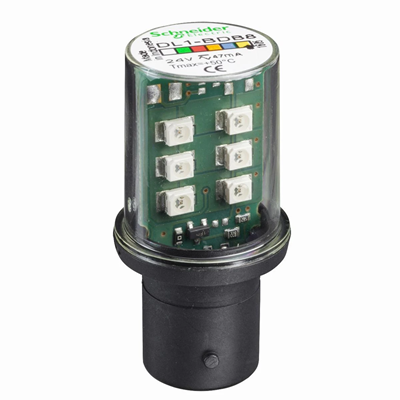 LED amarillo con base BA15D, 24V