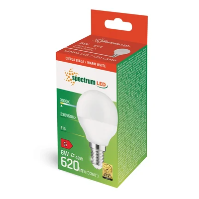 LED BALL E-14 230V 8W WW SPECTRUM