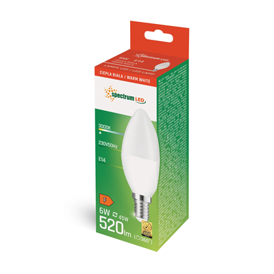 LED bulb 230V 6W E14 480lm WW