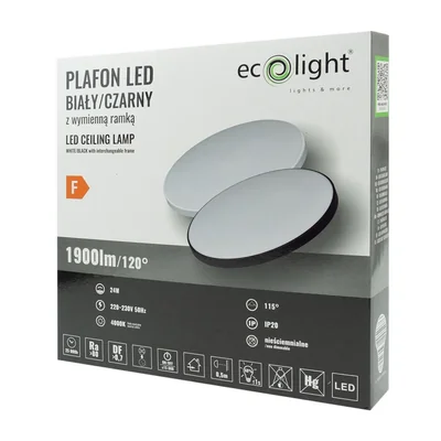 LED-Deckenleuchte 24W 4000K mit austauschbarem Rahmen, Schwarzweiß