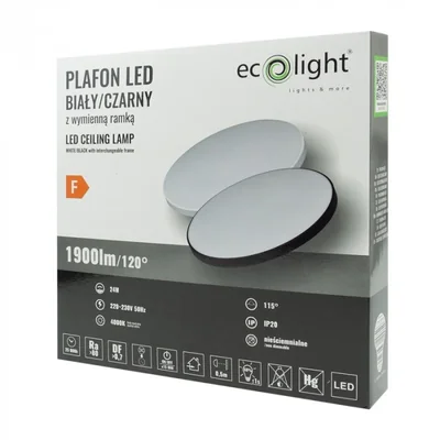 LED-Deckenleuchte 24W 4000K mit austauschbarem Rahmen, Schwarzweiß
