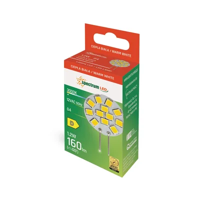 LED G4 12V 1.2W 12 LED WW 20mm SPETTRO