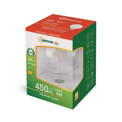 LED GLOB G95 COG E27 230V 4W WW CLEAR SPECTRUM