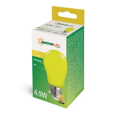 LED GLS E-27 230V 4,9W ŽLUTÉ SPEKTRUM