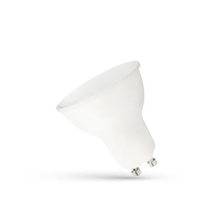 LED GU10 230V 7.5W SMD WW con VIDRIO LECHOSO y plástico blanco SPECTRUM