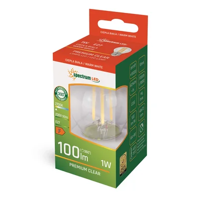LED koule E27 230V 1W COG WW Čisté spektrum