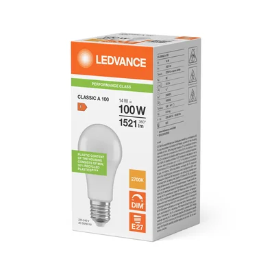 LED lamp PERFORMANCE CLASS CLASSIC A 100 FR DIM 14W/827 E27 LEDVANCE