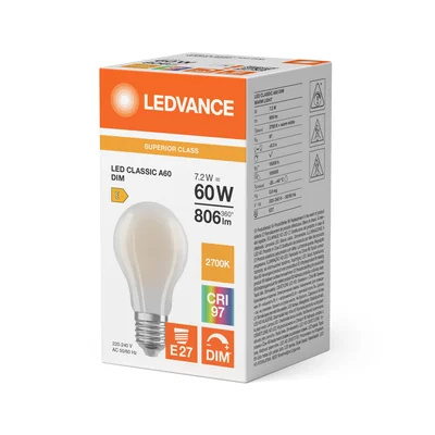 LED-Lampe CLASSIC A DIM CRI97 S 7,2W 927 Mattiert E27