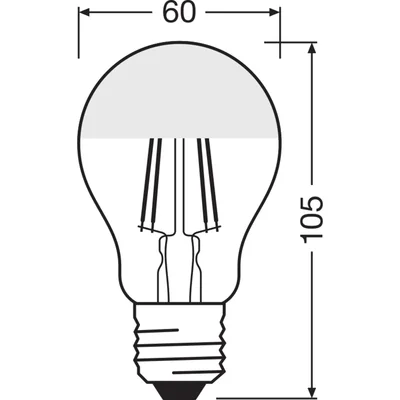 LED-Lampe STAR CL A Glühfaden, transparentes Glas, Spiegel, Silber, 51 nicht dimmbar, 6,5 W, 827 E27