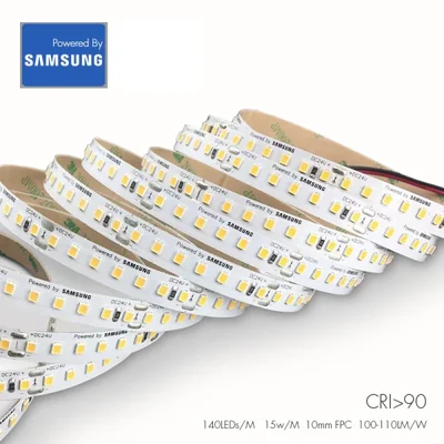 LED pásek Samsung / 24V / 2835 / 15W / 140 LED / IP20 / 3000K +/-100K / 105lm/W / RA>90 / 5m / 10mm
