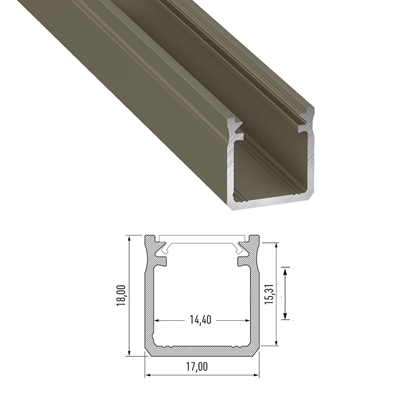 LED profile n/t C (deep), 202cm black anodized aluminum